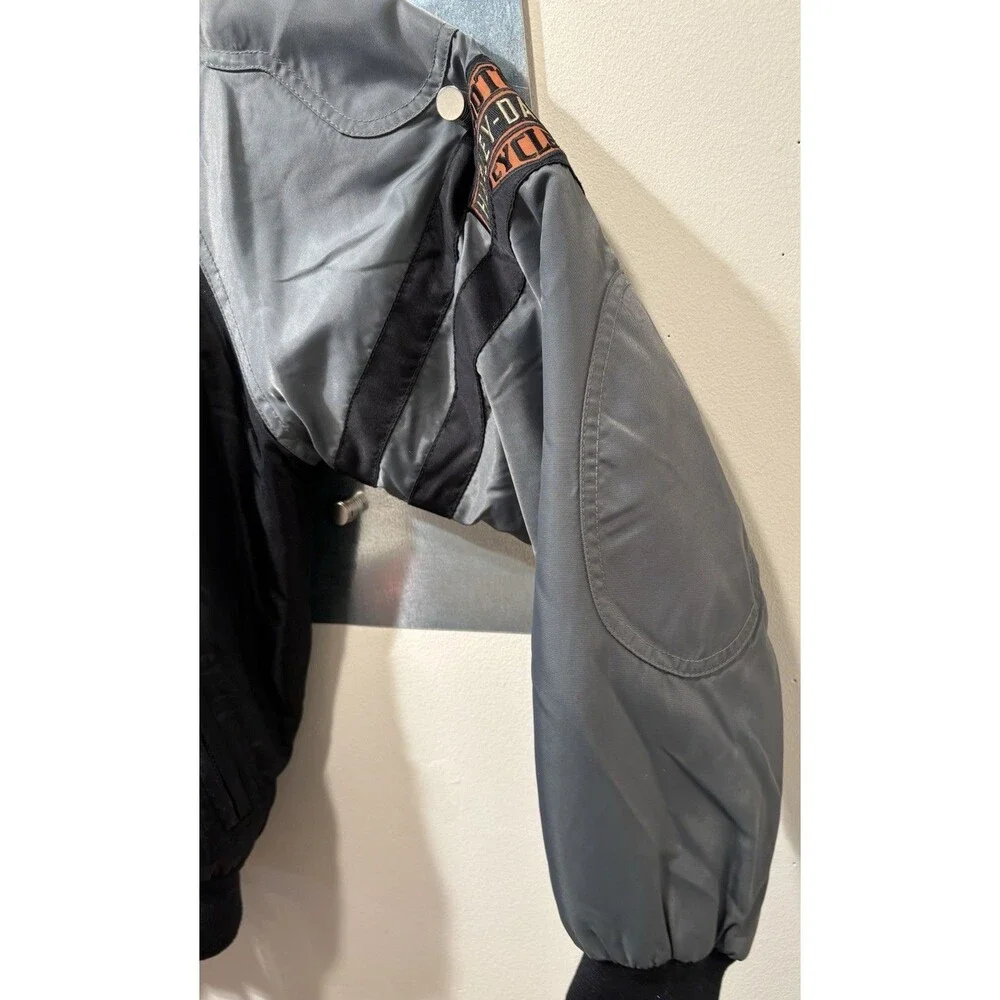 Harley-Davidson Bomber Varsity Jacket Insulated Black Gray Nylon Motorcycle XS